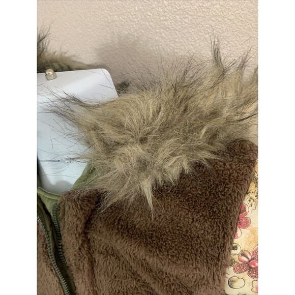 ARMY SHELTER MAD YOUR FAME DOWN Jacket  Faux Fur Parka Coat SMALL sz GREEN - Picture 10 of 12
